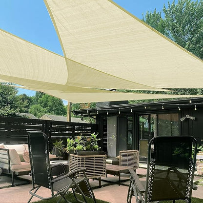 LOVE STORY 20' x 20' x 20' Triangle Shade Sail Sunshade Sail UV Block for Patio Garden, Butter Cream