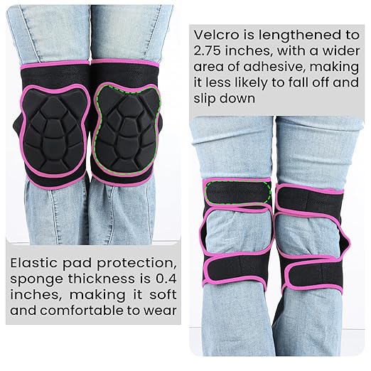 Wanlvhu Women Men Knee Pads for House Working, Soft Kneepads for Gardening, House Cleaning, Outdoor/Indoor Work, Adjustable Flooring Knee Pads Protect Knee Safety (Rose Red L)