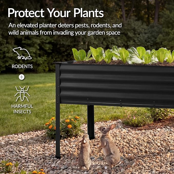 Best Choice Products 48x24x30in Galvanized Raised Garden Bed, Metal Elevated Planter Box, Vegetable Garden for Backyard, Patio, Balcony, 100% Non Toxic Materials - Black