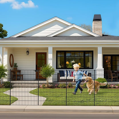 Land Guard 20-Panels No Dig Decorative Fence 40 in(H) x 50 ft(L), Tall Garden Fence Animal Barrier, Removable Fence for Garden, Rustproof Metal Animal Barrier Ground Stakes Fencing