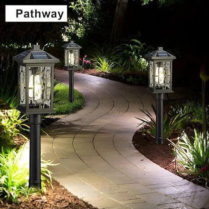 Solar Post Lights, Outdoor Waterproof Solar Pathway Lights Outside Auto On/Off Garden Lighting Fixtures Stake Dusk to Dawn for Lawn Path Walkway Driveway, Ground Plug, Remote Control