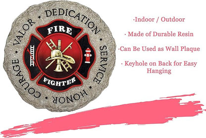 Spoontiques Firefighter Stepping Stone - Garden Décor - Decorative Stone for Patio Home Lawn and Yard