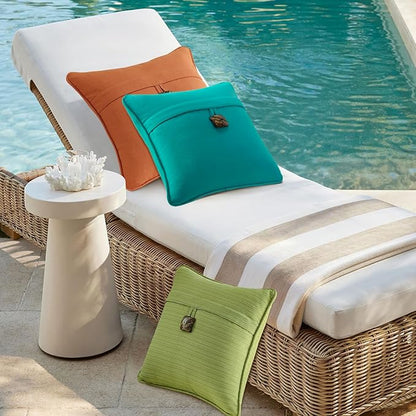 Outdoor DecorativePillows with Coconut Button Pack of 4, 18" x 18" Outdoor Pillow Set for Couch Bed Throw Patio Sofa, Chartreuse