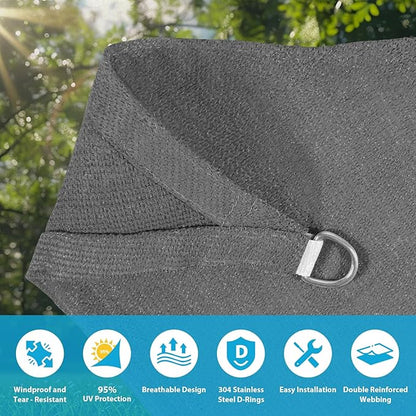 Amagenix Sun Shade Sail 11'X11'X16' Curved Edge Outdoor Shade Canopy Dark Grey Breathable 95% UV Block Shade Cloth for Patio Garden Backyard (We Make Custom Size)