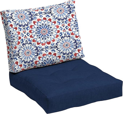 ARDEN Outdoor Plush Modern Tufted Blowfill Deep Seat Set, 24 in x 24 in, Weather-Proof, Rain-Proof, Fade Resistant Patio Cushion, Ultra Cozy 24 x 24, Clark Blue