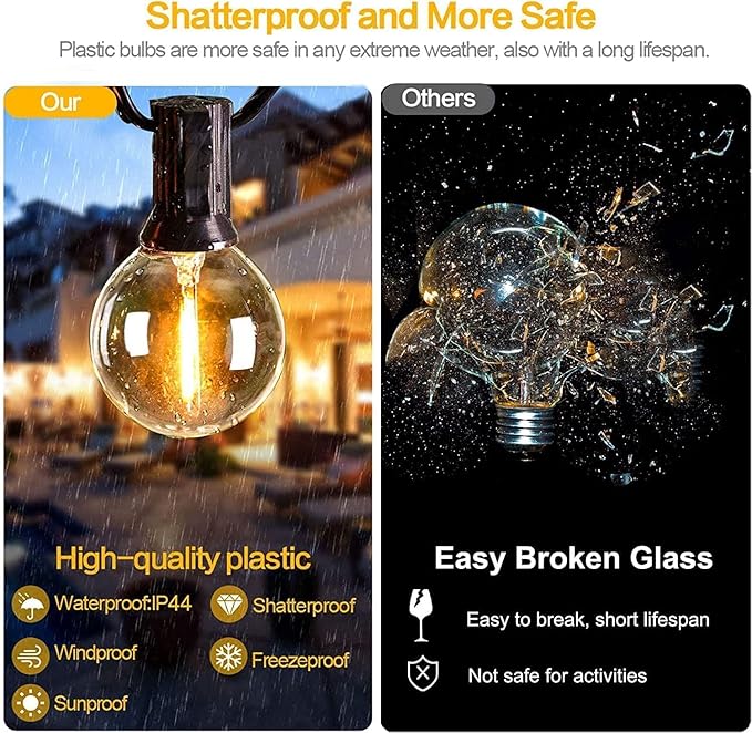 Svater Outdoor String Lights 300 FT, Patio Lights Outside with 156 G40 Shatterproof LED Bulbs, Waterproof Hanging Globe Lighting for Bistro Backyard Cafe Market, Warm White 2700K（3 x 100 FT）