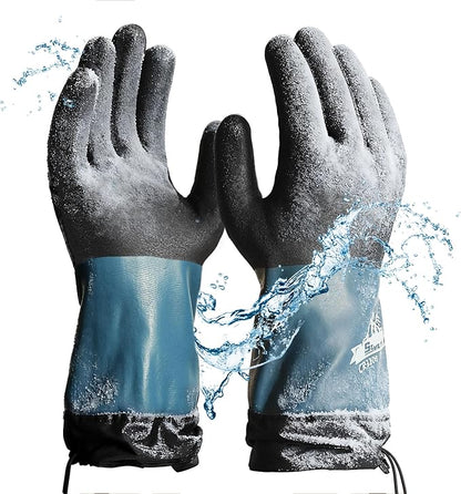 Schwer 100% Waterproof Winter Work Gloves, Long Freezer Glove with Water-based PU Coating, Ultimate Warmth, Non-Slip, Thermal Glove for Outdoor Activities & Daily Work, Hiking, Camping, Washing, L