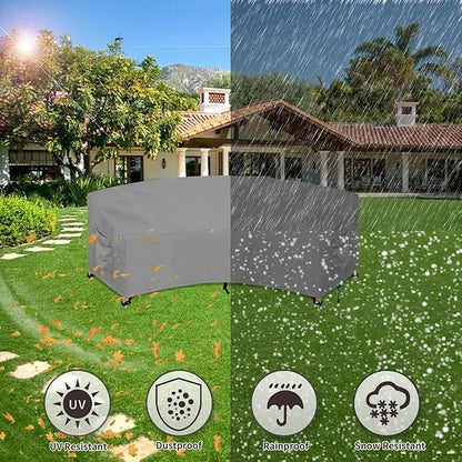 PureFit Outdoor Sectional Sofa Cover Waterproof Curved Patio Furniture Covers for Deck, Lawn and Backyard, 90Lx34Dx32Hx46FL, Grey