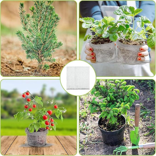 8 Pcs 20 * 18in Pot Drainage Root Protection Mesh Bag, Plant Flower Pot Anti-Leak Soil Net Cover with Gardening Gloves Indoor Outdoor Potted Plant Supplies