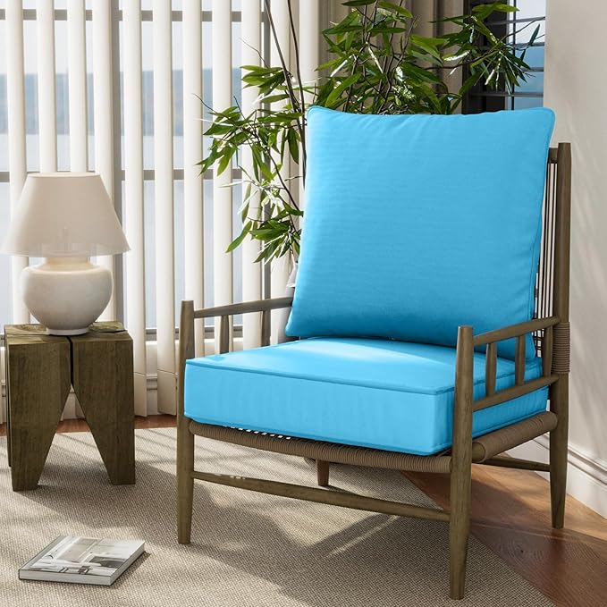 22" x 22" x 6" Outdoor Deep Seat Cushions Set - 2 Set Waterproof & Fade Resistant Patio Furniture Replacement Cushions, Non-Slip Outdoor Cushions Fit Loveseats, Couches, Chairs, and Sofas.