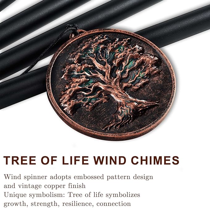 Wind Chimes for Outside, Vintage Tree of Life Deep Tone Wind Chime Outdoor Clearance, Memorial/Festivals/Birthday Gift for Mom Dad Women Grandma, Garden Porch Patio Decor (34" Tree of Life)