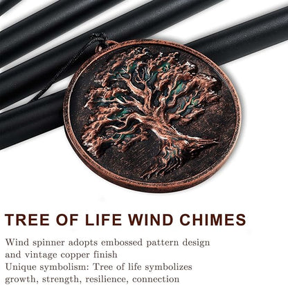 Wind Chimes for Outside, Vintage Tree of Life Deep Tone Wind Chime Outdoor Clearance, Memorial/Festivals/Birthday Gift for Mom Dad Women Grandma, Garden Porch Patio Decor (34" Tree of Life)
