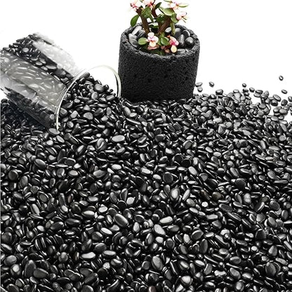 NUPICK 3lb River Rocks for Plants Indoor, 1/5 Inch Black Pebbles for Vases Fillers, Decorative Pea Gravel for Fish Tank, Natural Polished Stones for Succulent, Bonsai, Landscaping, Bird Baths