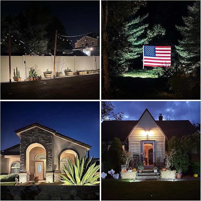 GKGG Solar Lights Outdoor Waterproof IP65, Solar Powered 76 LED 3 Lighting Modes Solar Spot Lights Outdoor for Yard Garden Landscape Pathway (Cool White, 6 Pack)