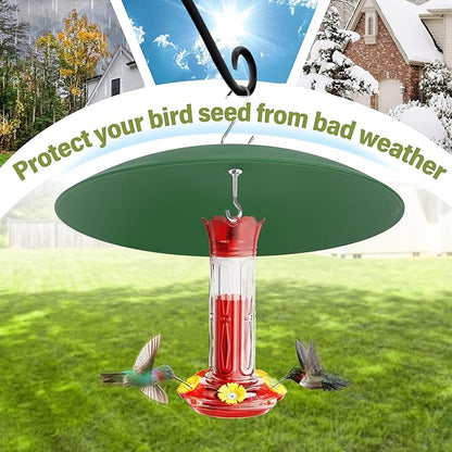 13" Bird Feeder Rain Cover,Bird House Dome,Hummingbird Feeder Guard, Proof for Shepherd's Hook Outdoors,Smart Birds Feeder's Umbrella(Green), 4Pack