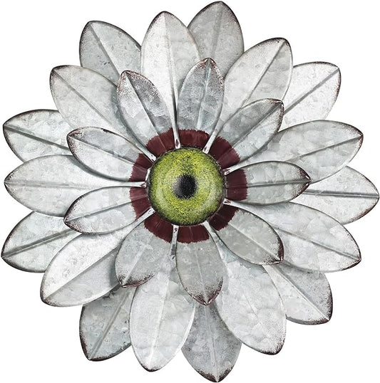 YEAHOME Metal Flower Wall Decor, 11" Boho Wall Art for Bedroom/Rustic Patio Decor