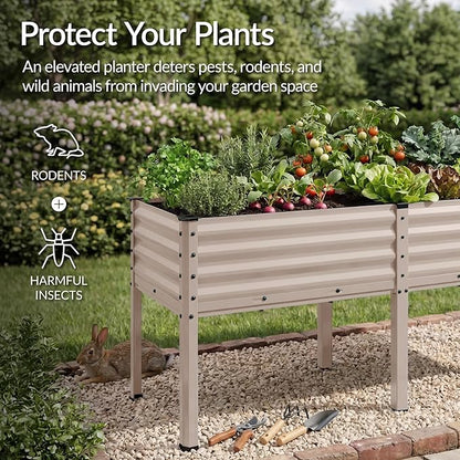 Best Choice Products 72x24x30in Non Toxic Galvanized Raised Garden Bed, Metal Elevated Planter Box, Vegetable Garden, 100% Non Toxic Materials - Taupe