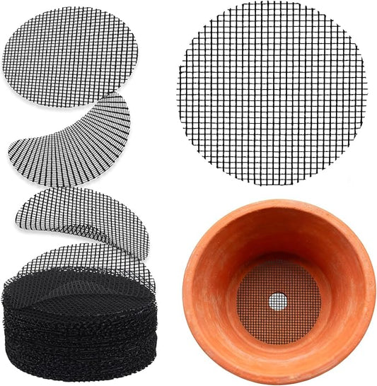 50PCS Flower Pot Hole Mesh Pad, 2 inch Rounds Drainage Hole, Plant Pot Drainage Mat, Plant Potting Mat to Prevent Soil Loss, Gardening Gifts for Friend