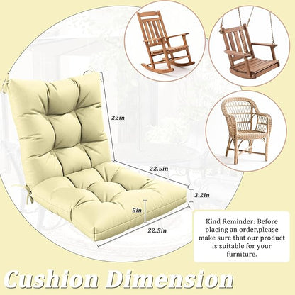 Patio Seat&Back Chair Cushions for Outdoor Furniture，Comfortable Cushions for Rocking/Dining/Lawn Chair-Set of 2