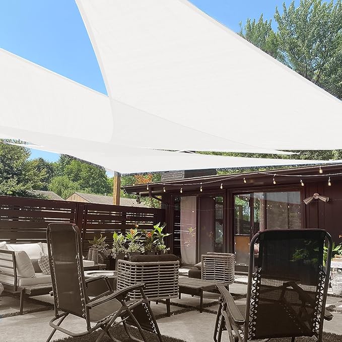 LOVE STORY 10' x 10' x 10' Triangle White Sun Shade Sail Canopy UV Block for Outdoor Patio Garden Backyard