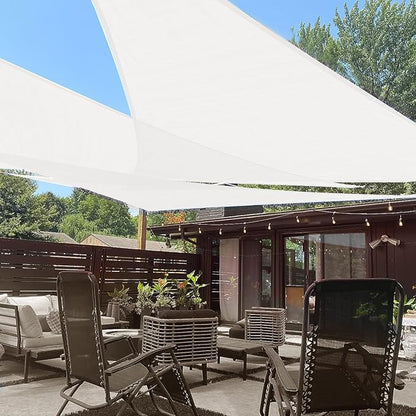 LOVE STORY 10' x 10' x 10' Triangle White Sun Shade Sail Canopy UV Block for Outdoor Patio Garden Backyard