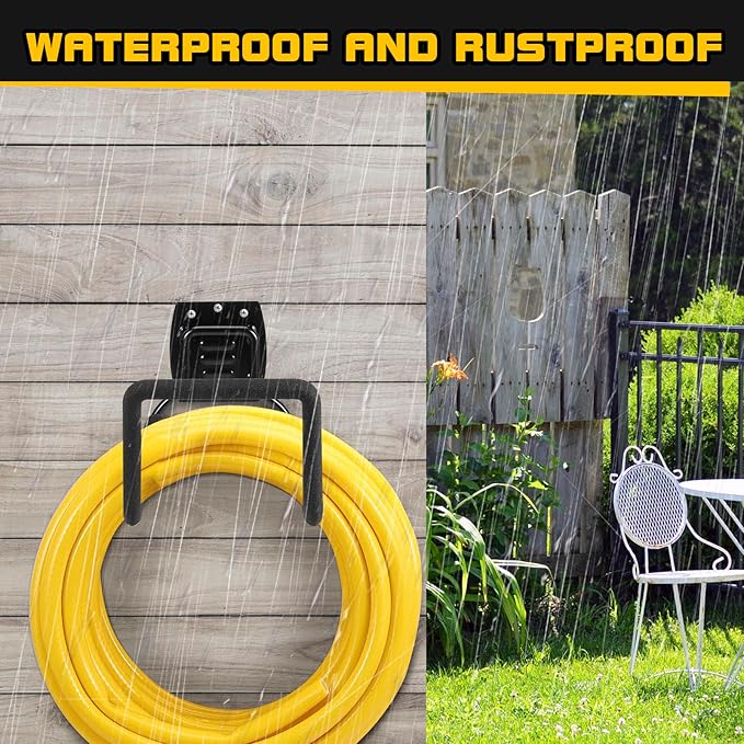 Garden Hose Holder, Metal Wall Mounted Water Hose Reel for Outside, Durable Hook Stand for Garden Hose Storage, Water Hose, Extension Cords, Flexable Hose Use(1Pack)