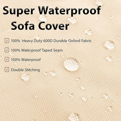 Outdoor Sectional Cover Patio Furniture Sofa Covers Waterproof Rip-Stop Anti-UV 600D Heavy Duty Outdoor Couch Cover with 3 Air Vents (V-Shaped-105''X105'')