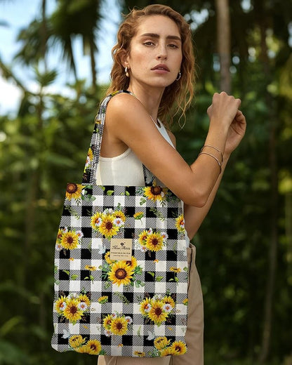 Miss Adola Corduroy Tote Bag for Women - Reusable Totes with Magnetic Buckle & Pocket Aesthetic Design Work Grocery Bags