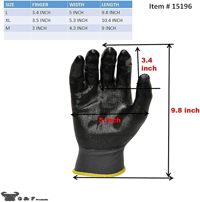 6 PAIRS Men's Working Gloves with Micro Foam Coating - Garden Gloves Texture Grip - men’s Work Glove For general purpose, construction, yard work, Large