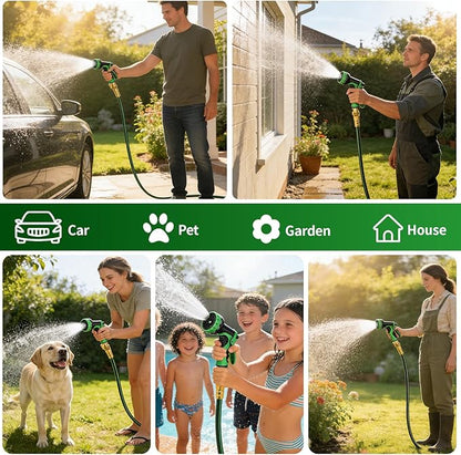 Gardentime Non-Expanding Garden Hose 50FT Flexible No Kink Water Hose, Leakproof Hybrid 5-Layer TPV with 3/4" Connectors & 10 Function Spray Nozzle, Lightweight Portable Water Pipe for Lawn Yard