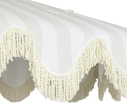 JONATHAN Y UMB1001 Collins 9 ft. Classic Cottage Tassel Market Patio Umbrella with Auto-Tilt, Crank, Wind Vent and UV Protection