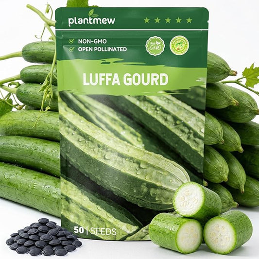 50 Heirloom Luffa Gourd Seeds for Planting – Fast-Growing Sponge Gourd, High Germination, Ideal for Home Garden & Trellis, Annual Vegetable Seeds