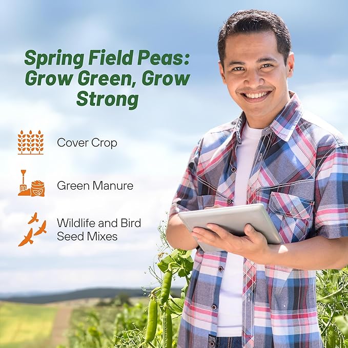 Outsidepride Dundale Spring Field Peas Seeds - 50 lbs. Annual, High-Protein Legume & Cover Crop Seeds for Forage, Food Plot, Gardens & Pastures - Ideal for Improving Soil Health, & Erosion Control