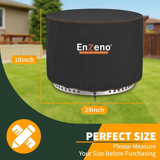 Enzeno Fire Pit Cover Round for Solo Stove Yukon 27-29",Waterproof Oxford Cloth Fire Pit Cover,Fits for Gas/Table/Bowl Fire pits - 29" D X 18" H