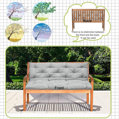Swing Replacement Cushions with Backrest, 2 or 3 Seater Waterproof Non-Slip Overstuffed Swing Pad, Outdoor Bench Cushion for Porch Chair Swings Garden Furniture (Light Grey, 40 * 71 in)