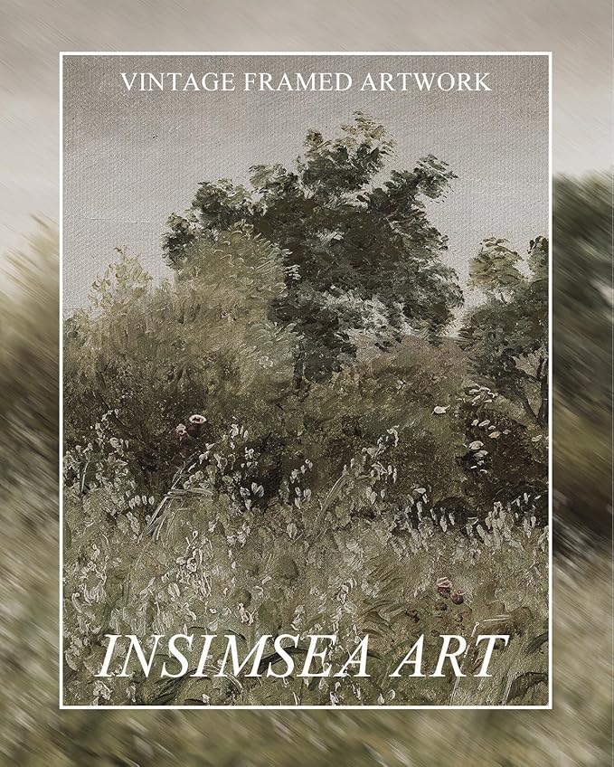 InSimSea Extra Large Framed Vintage Wall Art, Living Room Country Farmhouse Decor, Grassland Landscape Paintings, Canvas Prints, Retro Scenery Long Picture for Bedroom Above of Bed,24x48inch