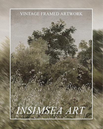 InSimSea Extra Large Framed Vintage Wall Art, Living Room Country Farmhouse Decor, Grassland Landscape Paintings, Canvas Prints, Retro Scenery Long Picture for Bedroom Above of Bed,24x48inch