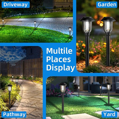 ILANCK 12 Pack Solar Lights Outdoor, 6000K Bright Solar Pathway Lights for Outside, Auto On/Off Waterproof Solar Powered,Landscape Lighting for Walkway, Yard, Path, Driveway, Garden