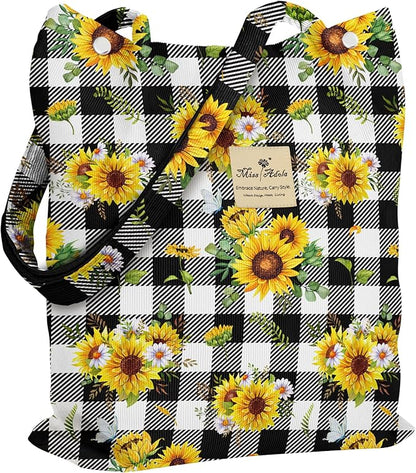 Miss Adola Corduroy Tote Bag for Women - Reusable Totes with Magnetic Buckle & Pocket Aesthetic Design Work Grocery Bags