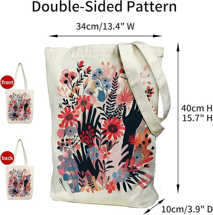 itgowisa Canvas Tote Bag for Women, Tote Bag with Zipper Inner Pocket, Zippered Canvas Bag for Shopping Work Grocery Everyday