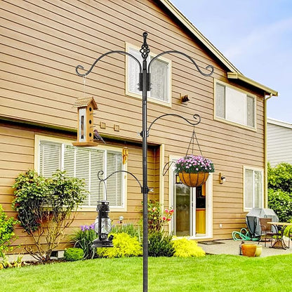 83 Inch Bird Feeder Pole Shepherd Hooks for Bird Feeders,Bird Feeding Station Kit with 5 Prongs Base Hummingbird Feeder Stand Hook for Outside