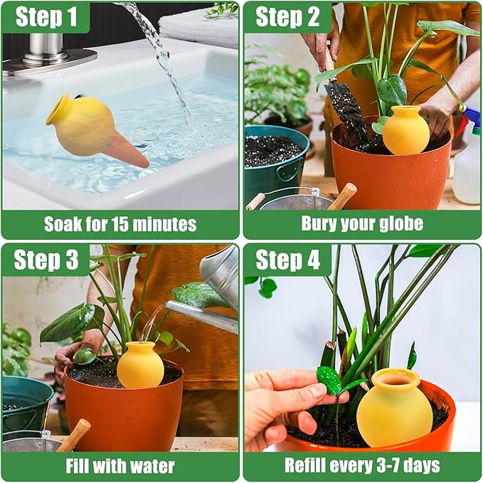 4 Pack Terracotta Watering Spikes, Self Watering Globes, Slow Release Self Watering Planter Insert, Plant Watering Globes for Indoor and Outdoor Plants