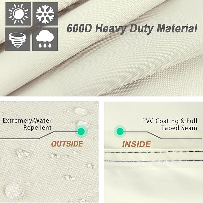 NettyPro Outdoor BBQ Grill Cover 68 Inch 600D Heavy Duty Waterproof Patio Barbecue Cover for Weber, Char-Broil, Brinkmann, Nexgrill Grills and More, Light Tan