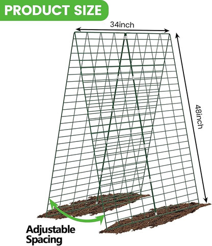 Foldable Cucumber Trellis - 2 Pack, 48" L x 34" W A-Frame Trellis, Climbing Plants Support Raised Bed Trellis with Twist Ties & Plant Bags for Outdoor Yards Gardens