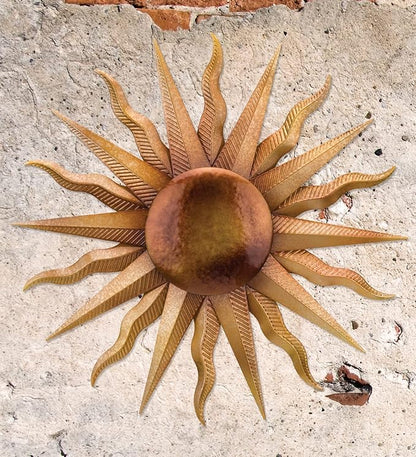Regal Art & Gift Artisan Large Metal Sun Wall Decor - 30 Inch | Indoor Outdoor Rust-Resistant Sunburst Sculpture | Eye-Catching Metal Sun Wall Art Accent for Patio, Garden, Living Room