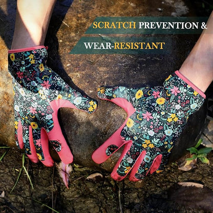 Trifabricy Gardening Gloves for Women, Breathable Leather Garden Gloves with Grip, Thorn-Proof Puncture-Resistant Work Gloves