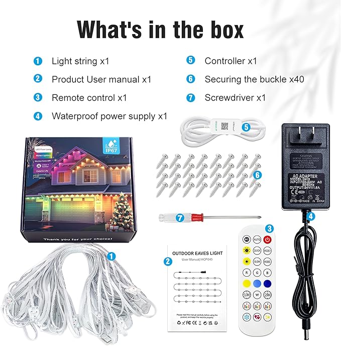 148FT Permanent Smart Outdoor Lights,App Control 54 LEDs IP67 Waterproof, Color Changing Eave Lighting with Remote, Works with Alexa for Christmas, Halloween, Party, Daily Decor