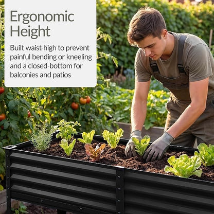 Best Choice Products 72x24x30in Non Toxic Galvanized Raised Garden Bed, Metal Elevated Planter Box, Vegetable Garden, 100% Non Toxic Materials - Black