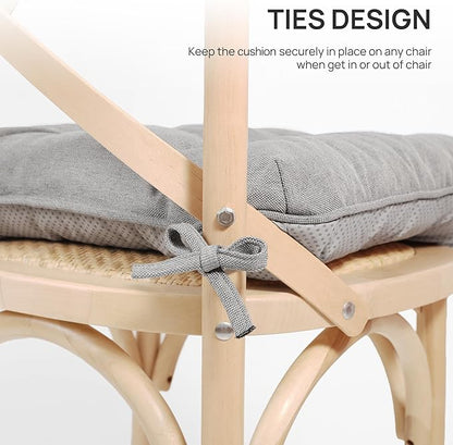 Love's cabin Memory Foam Chair Cushions Set of 4, 15.5"x15.5"x3.5" Indoor & Outdoor Seat Pads for Dining, Kitchen, Office, Patio Chairs - Light Grey