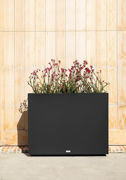 Veradek Block Series Span Plastic Planter - Tall Rectangular Planter for Indoor or Outdoor Patio/Porch | Durable All-Weather with Removable Insert Bucket | Modern Design for Plants, Flowers(2 Pack)